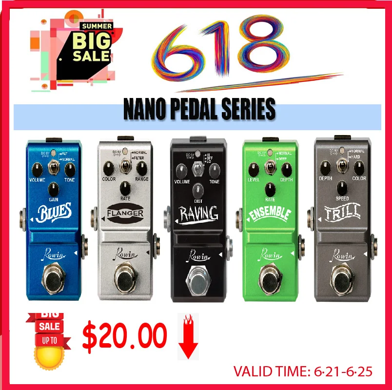 rowin gitarre pedal verzerrung overdrive chorus flanger phaser verzögerung effecot pedal nano serie für elektrische gitarre bass free global