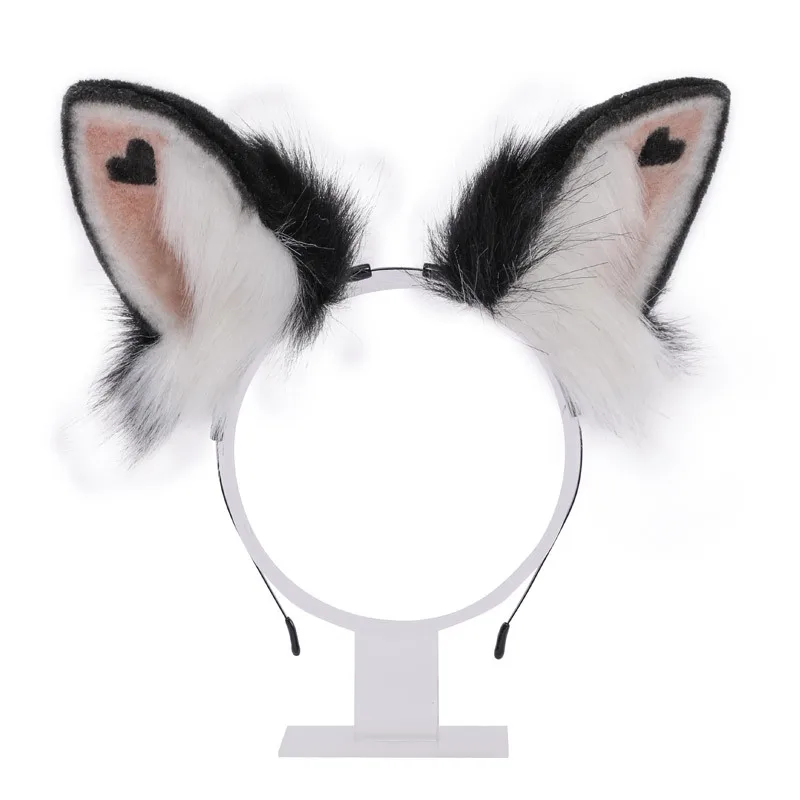 

Bunny Ear Handmade Cute Animal Ears Lolita Headdress JK Hair Accessories Plush Loving Heart Rabbit Ear Headband Gifts Cosplay