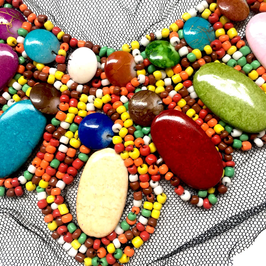 1 шт. разноцветный вышитый кружевной воротник из тяжелых камней для рукоделия