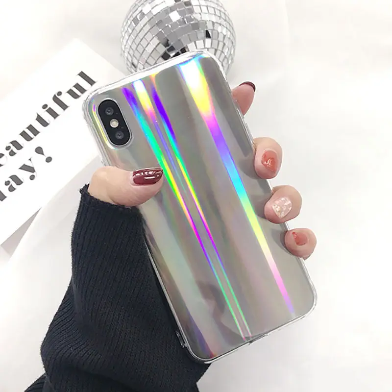 T2 Глянцевый лазерный мраморный чехол для iphone X XS Max, мягкий силиконовый чехол для iphone 6, 6s, 7, 8, 7 plus, задняя крышка для телефона - Цвет: T2