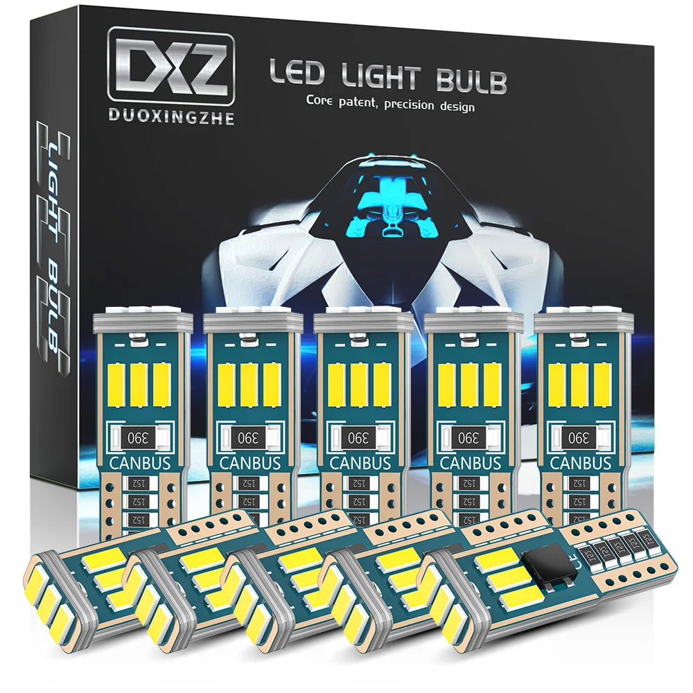 

10 шт. W5W T10 Светодиодные лампы Canbus 9-SMD 12 в 6000K белый 194 168 автомобильные купольные лампы для чтения, купольная лампа