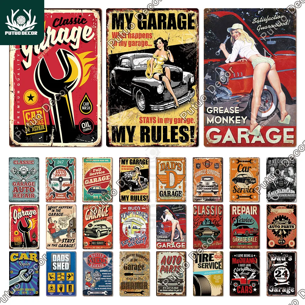 

Garage Metal Sign Plaque Metal Vintage DAD'S GARAGE Retro Metal Tin Sign Garage Car Repair Man Cave Metal Wall Art Decor