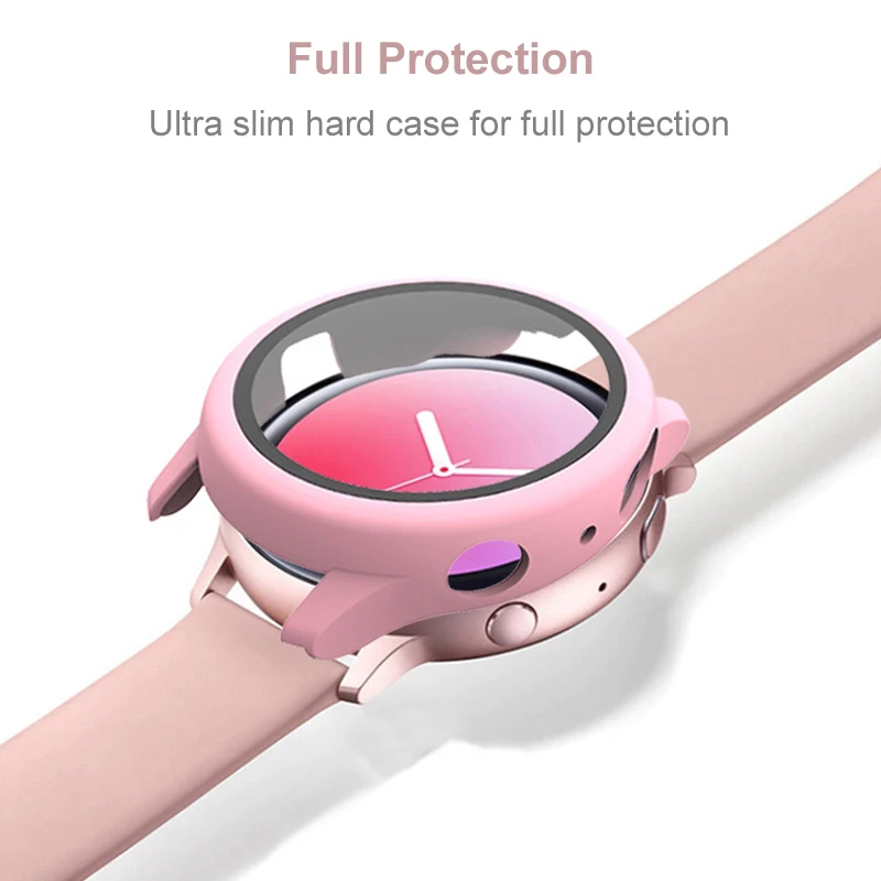 Чехол-бампер для часов Samsung Galaxy watch active2 44 40 мм полное покрытие закаленное стекло