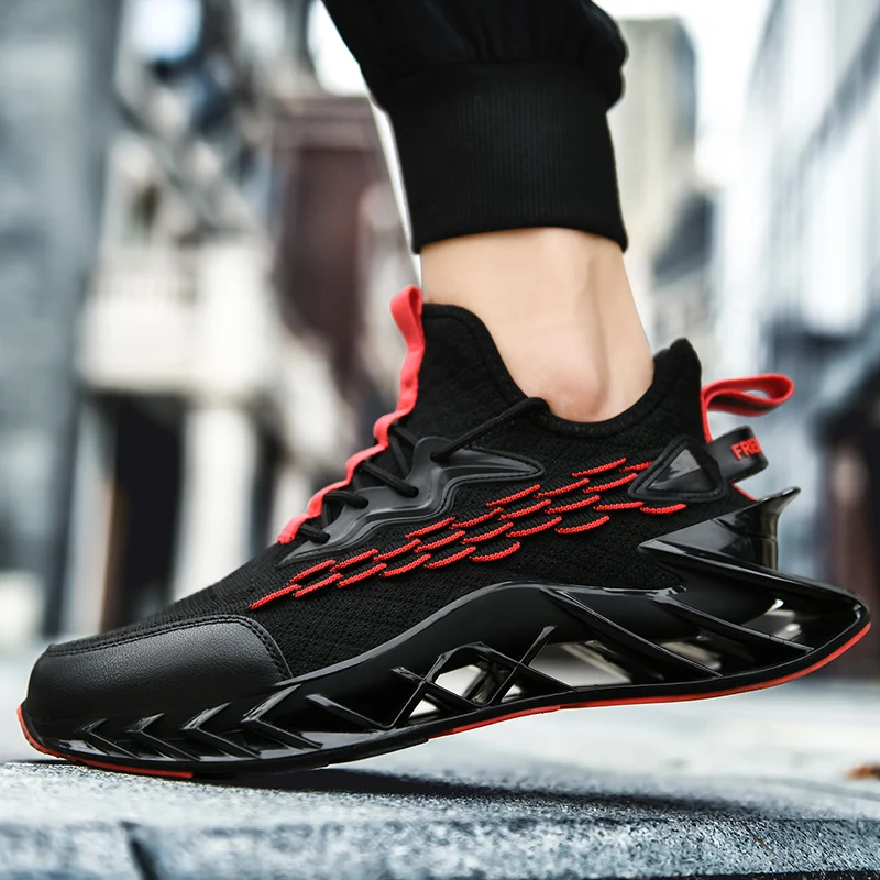

New Blade Running Shoes Men Breathable Sneakers Male Design Non-slip Soft Cushioning Athletic Training Sport Walking Footwear