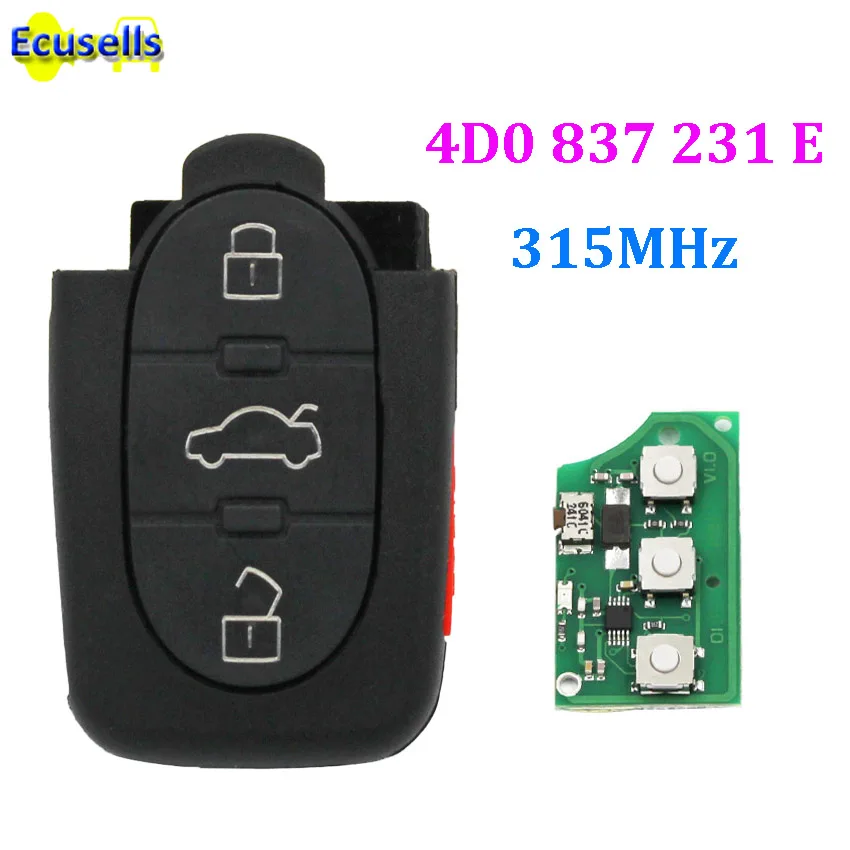 4 кнопки дистанционный брелок без ключа для Audi A4 A6 A8 TT 4D0 837 231 E 3 + 1 кнопка 4D0837231E |