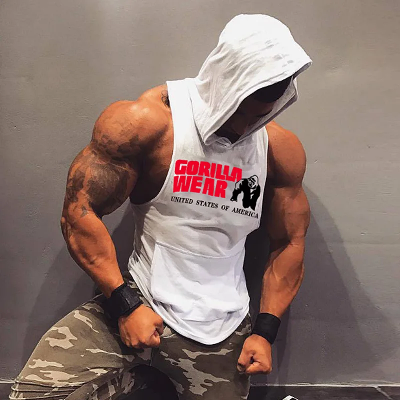 Мужская модная Толстовка без рукавов с принтом для фитнеса Спортивная майка из