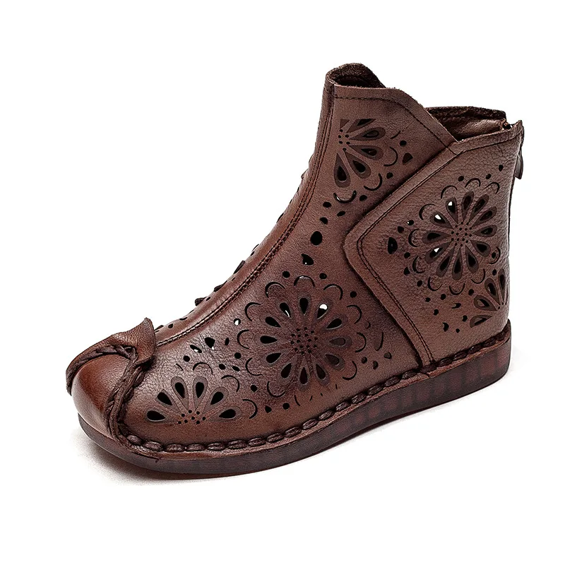 

2012 spring and summer new leather low-heeled solid color hand-stitched retro hollow design ladies casual sandals