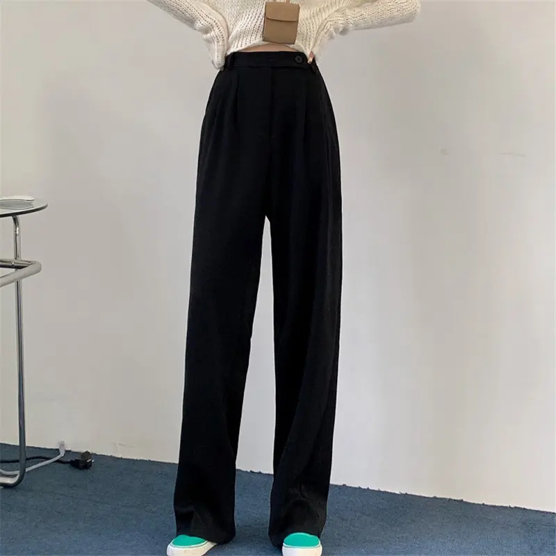 

HziriP OL Solid Fashion Elegant Work Wear Straight Formal High Waist Large Size Chic Casual Trousers Female Women Bottom Pants