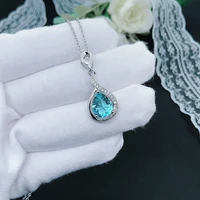 new fine jewelry fashion teardrop blue zircon high quality s92 5 pendent necklaces for women statement wedding new year gift
