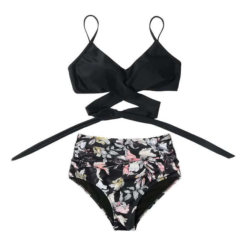 

2021 New Print Wrap High Waist Bikini Separate Swimsuit Women Sexy Bathing Suit Push Up Bikini Set Beach Wear Swimwear Women