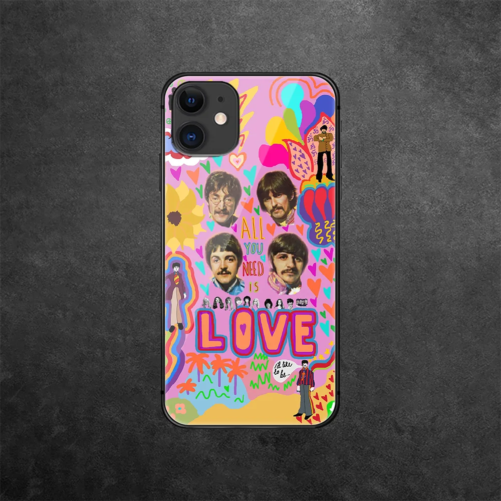 

B-Beatle Rock Band Tempered Glass Phone Case Cover For IPhone 5 5S 6 6S 7 Plus X Xs Xr Se 2020 11 12 Pro Max Mini Black Funda