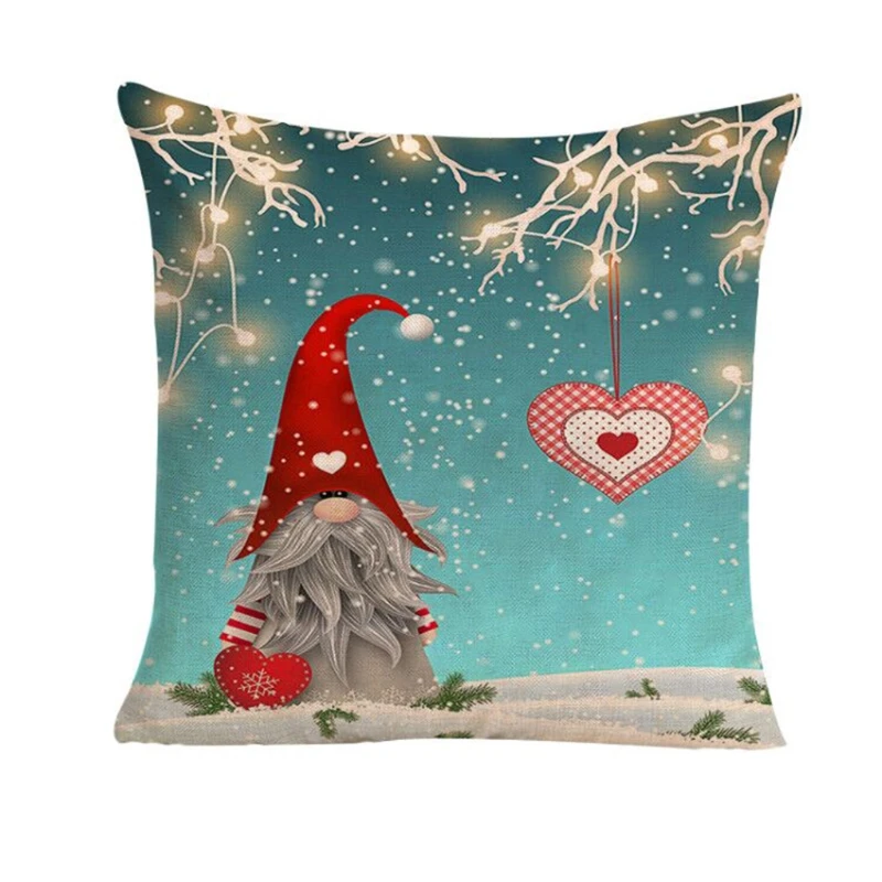

4pcs Christmas Decorations Gnome Swedish Tomte Elf Pillow Case Throw Sofa Cushion Cover Home Decoration