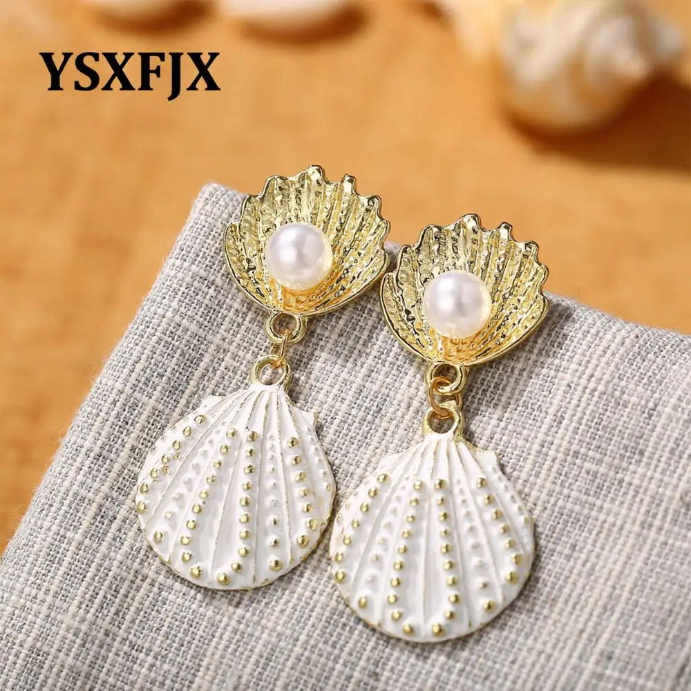 2019 Bohemia Shell Висячие серьги для женщин металлический корпус с морской раковиной