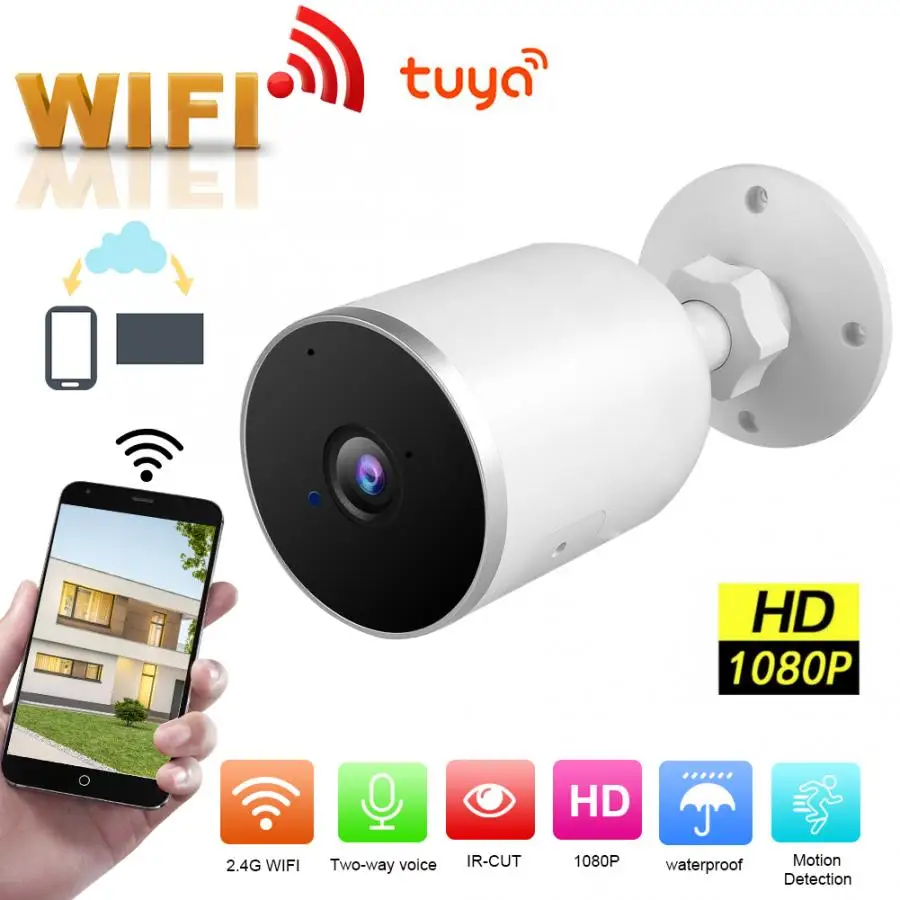 Tuya WiFi IP камера 1080P IR Домашняя безопасность наружная двухсторонняя аудио 100-240V камера безопасности