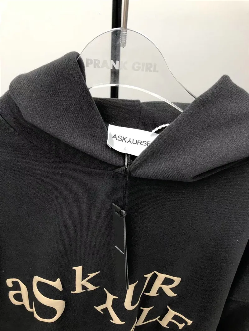 

2021FW Askyurself Hoodie Men Women 1:1 High Quality 3D Foam Printing Washed Old Vintage Askyurself Pullover Hoody