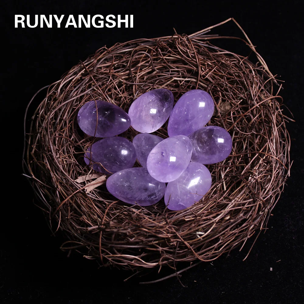 1 шт. редкий Топ натуральный аметист Фиолетовый Кристалл яйцо минеральный камень