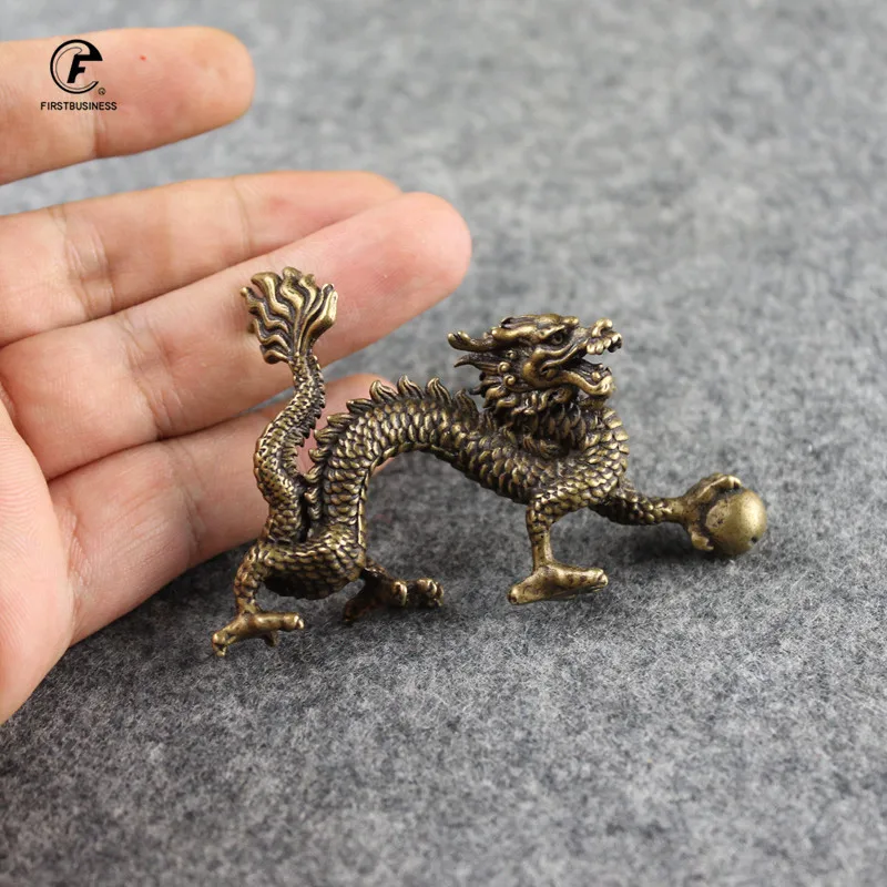Винтажная медная фигурка зодиака дракон миниатюрное украшение для офиса и
