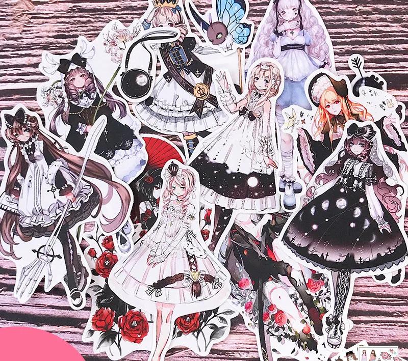 

Наклейки для счетов в готическом Стиле Лолита, 13 шт., стикеры на холодильник, чемодан, скейтборд, мобильный телефон