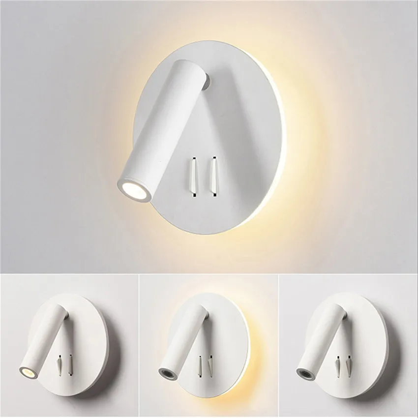 Спальня рядом с настенный светильник светодиодный переключателем для чтения