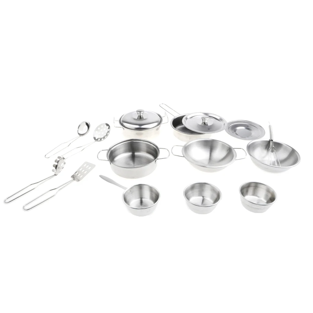 

Set of 16 Miniature Metal Kitchen Pots, Pots, Pans, Role Play