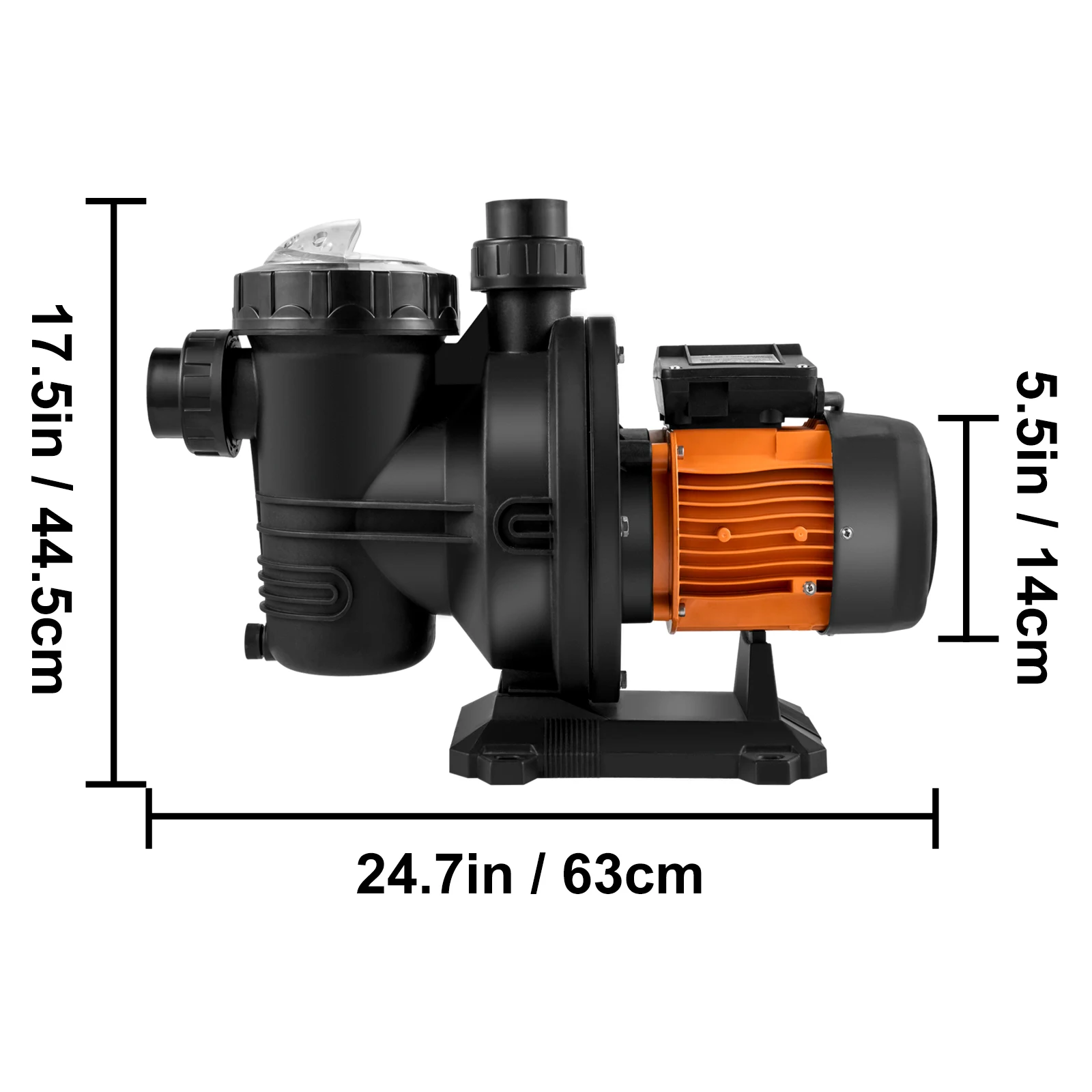 

VEVOR Pool Pump Swimming Pool Pump 72V DC/1200W Solar Water Pump 62 FT/136 GPM Sand Filter Pumpfor Above Ground Swimming Pools