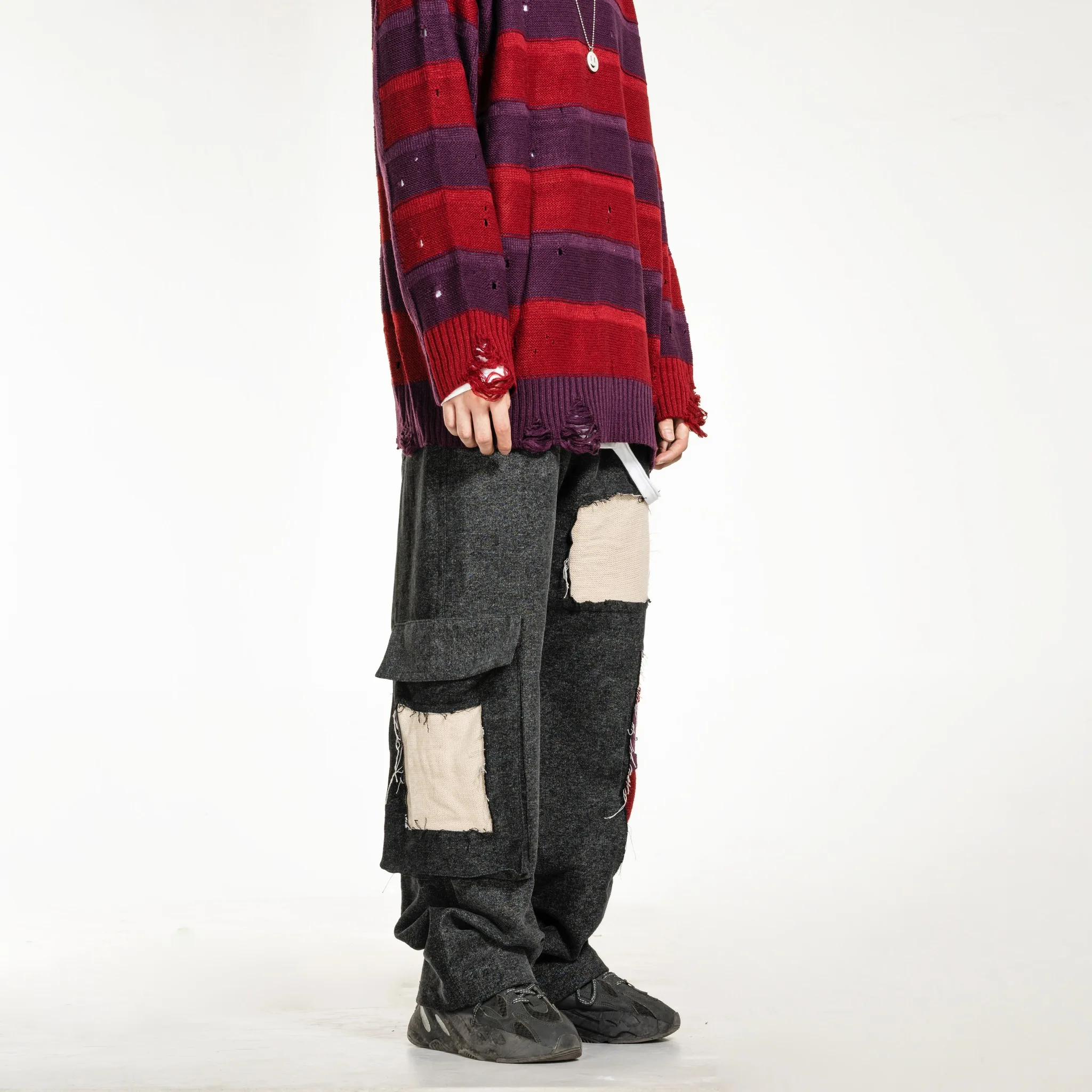 

UNCLEDONJM Patchwork jeans men designer jeans for men hip hop pants hight street cargo pants men boyfriend jeans K8869