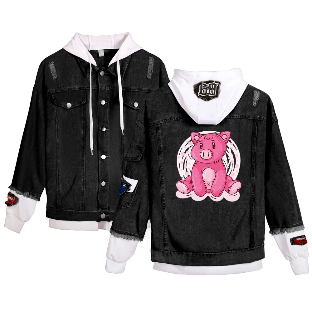 

Julie and the Phantoms Jacket Female Fake Two Piece Denim Jackets Women Long Sleeve Pockets Hooded Coat Sunset Curve Clothes