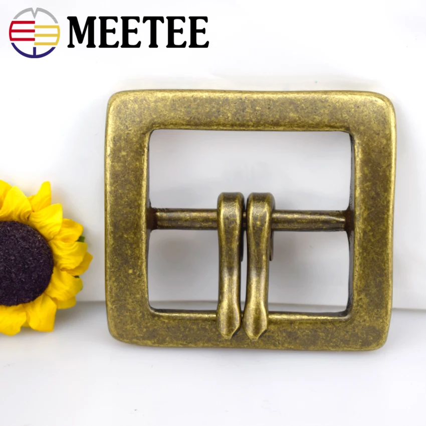 Meetee, 40 мм, Ретро стиль, чистая медь, латунь, пряжка для ремня для мужчин и женщин, двойной штыревой ремень, пряжки, сделай сам, швейный ремень, джинсы, отрегулируйте, кожевенное ремесло
