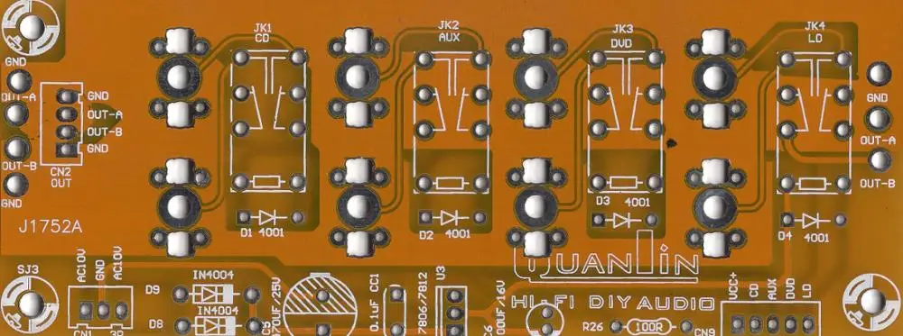 

4 Way Input Signal Switch Board Audio Dource Switch Kit (not welded)