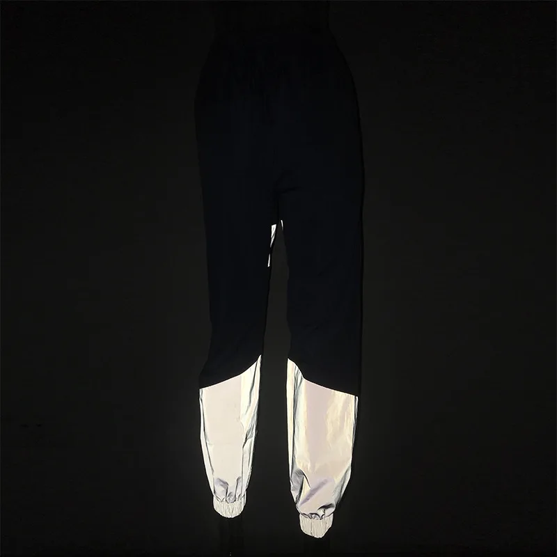 Светоотражающие спортивные брюки осень зима женские Jogger с высокой талией, из лоскутов спортивные брюки уличная праздничная одежда брюки
