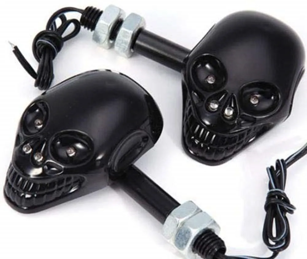 Светодиодный указатель поворота для мотоцикла пара светодиодных ламп с черепом