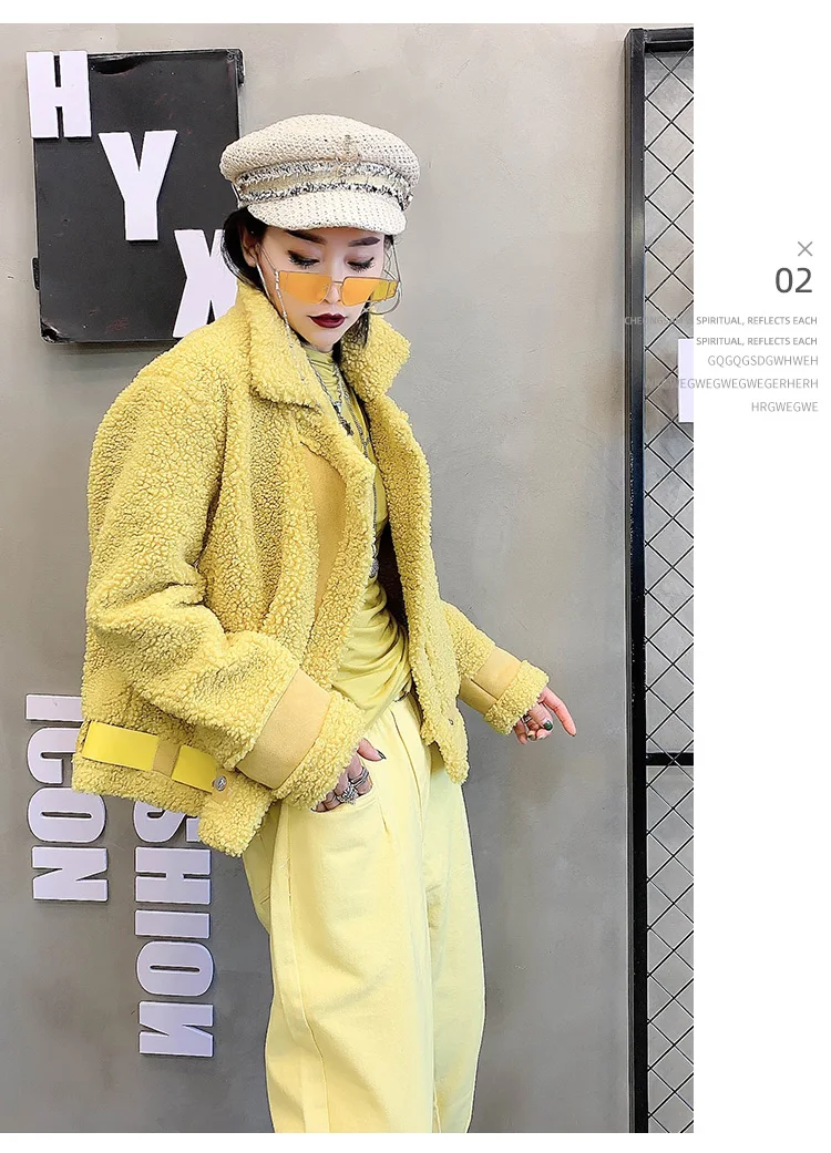 Noble Sheepskin Wool Fur Blends Coats for Women Winter Fashion Wool Fur Coat Female Warm Outwear Sheep Shearing lady Fur Jacket