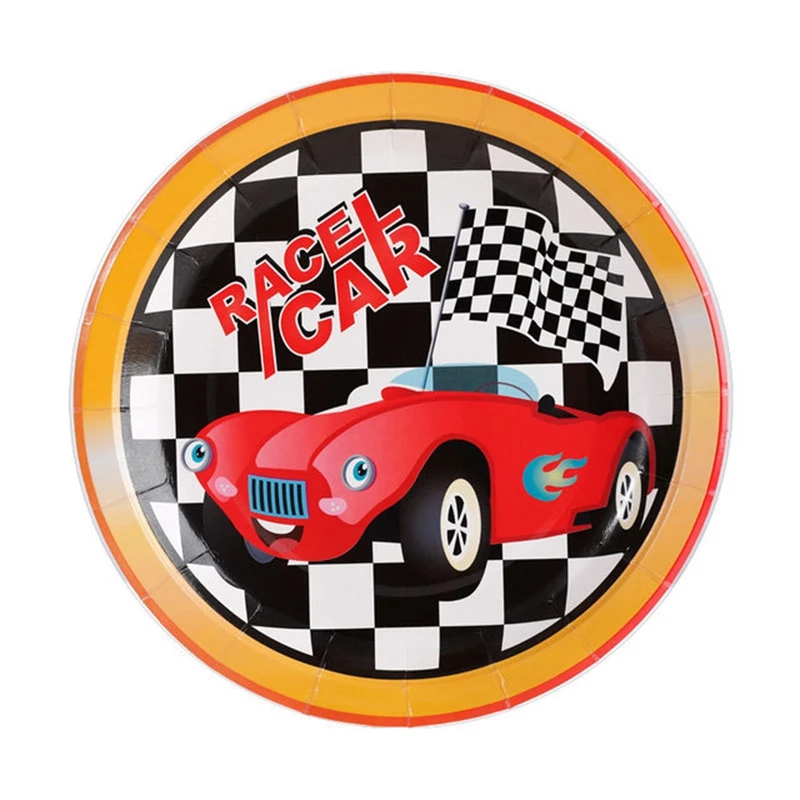 Гоночный автомобиль вождения одноразовая посуда красочные скатерть баннер