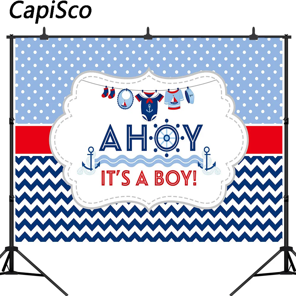 Capisco Ahoy It's A Boy фон для фотосъемки с морским вояжем новорожденных мальчиков