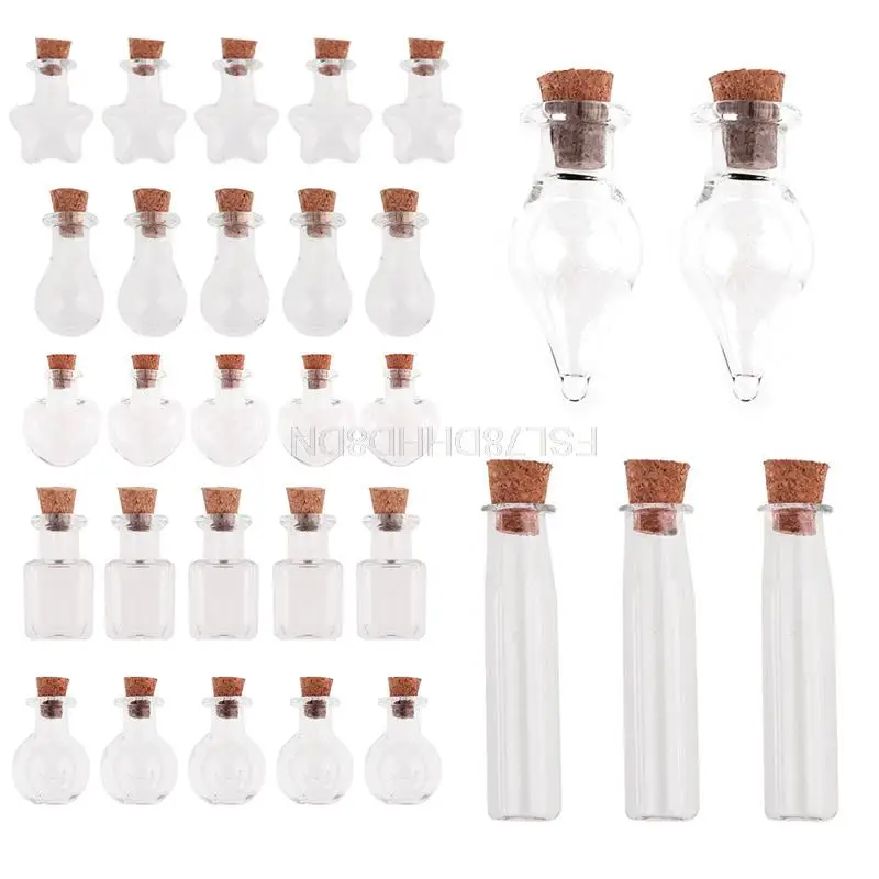 

10Pcs Mini Glass Bottles Drifting Bottles Small Wishing Bottles Cork Stoppers Diy Accessories