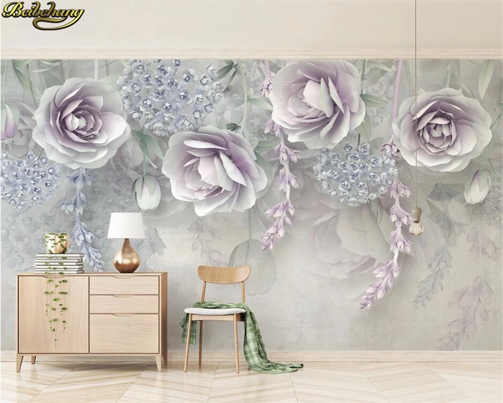 Обои на заказ настенная бумага лавандовый цветок 3d стерео рельефный ТВ фон стены