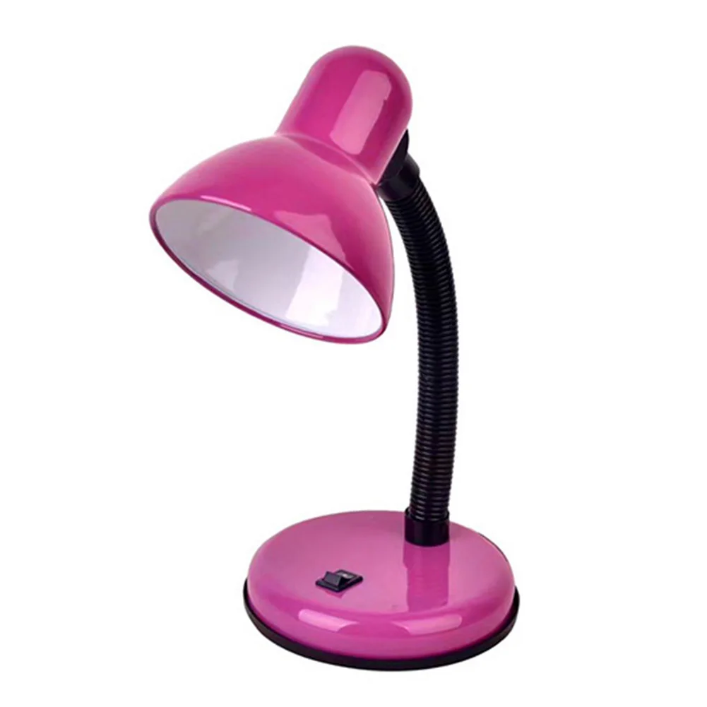 Розовый E27 Desk Eye Care Bedroom Flexible Neck Table Lamp With Switch Office For Parlor Night Study Modern Reading Library Led - Цвет корпуса: Розовый