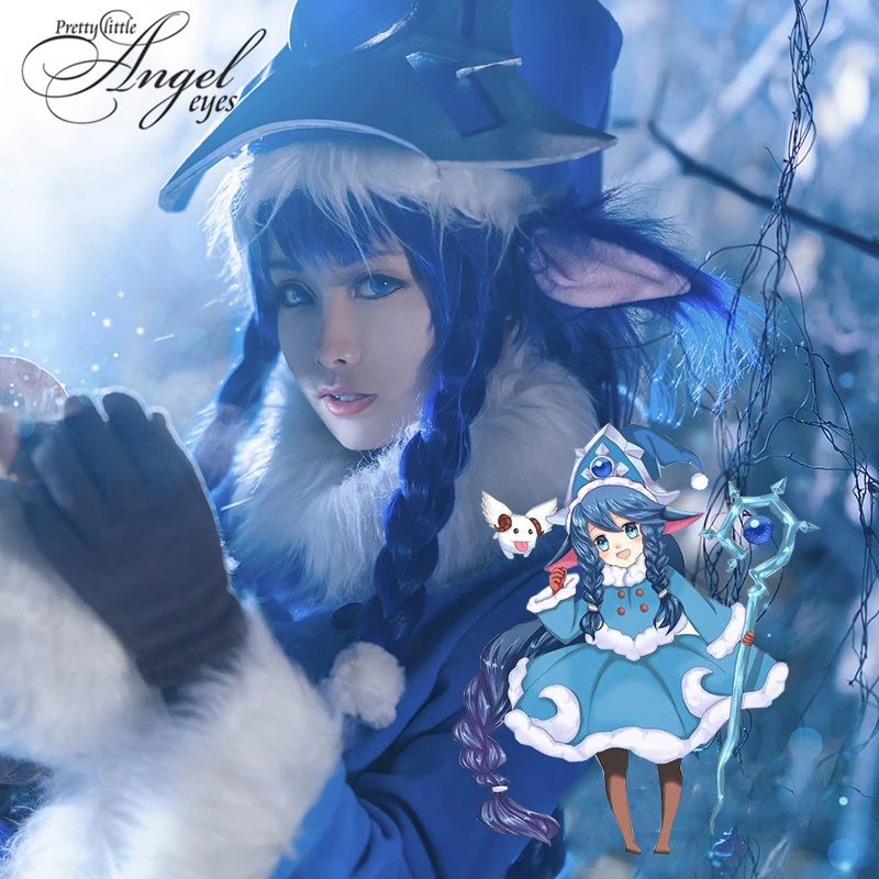 

Game LOL Ice and Snow Festival Christmas Lulu Cosplay Costume Halloween Party Full Set