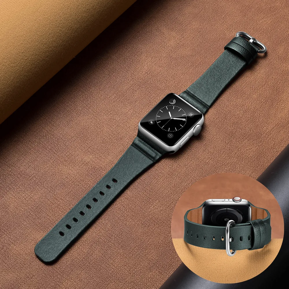 Ремешок кожаный для Apple Watch Series 6/SE/5/4/3/2 44 мм 40 38/42 | Наручные часы
