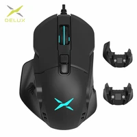 delux m629 rgb wired optical gaming mouse 12400 16000 dpi diy side wings ergonomic 1000hz mice for computer gamer