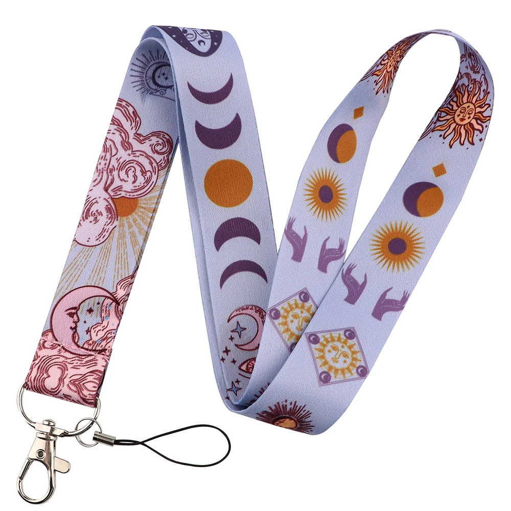 LX380 Cartoon Sun Moon Lanyard Neck Strap Rope For Mobile Cell Phone ID Card Holder Keychain Keyring Hang Rope Teens Lariat Gift