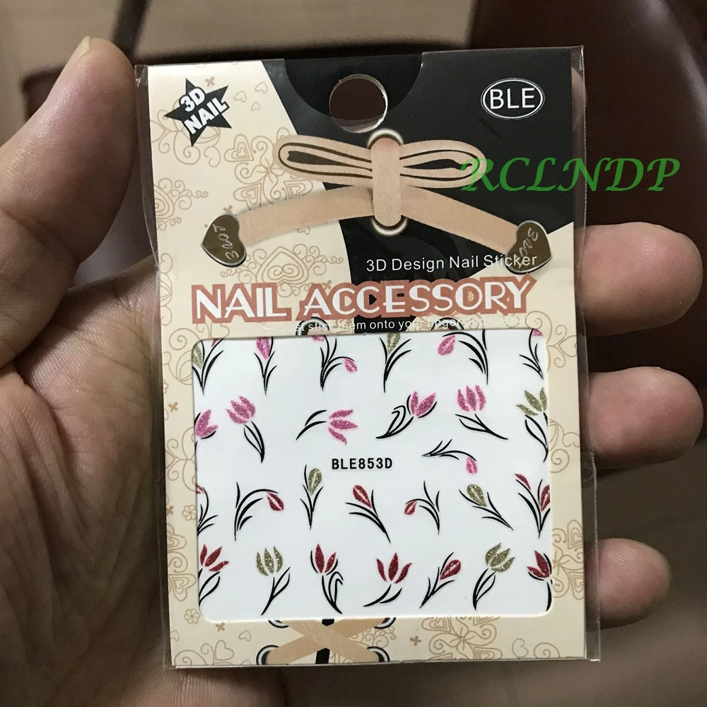 3D наклейки для дизайна ногтей все украшения слайдер желтые красные цветы клейкие