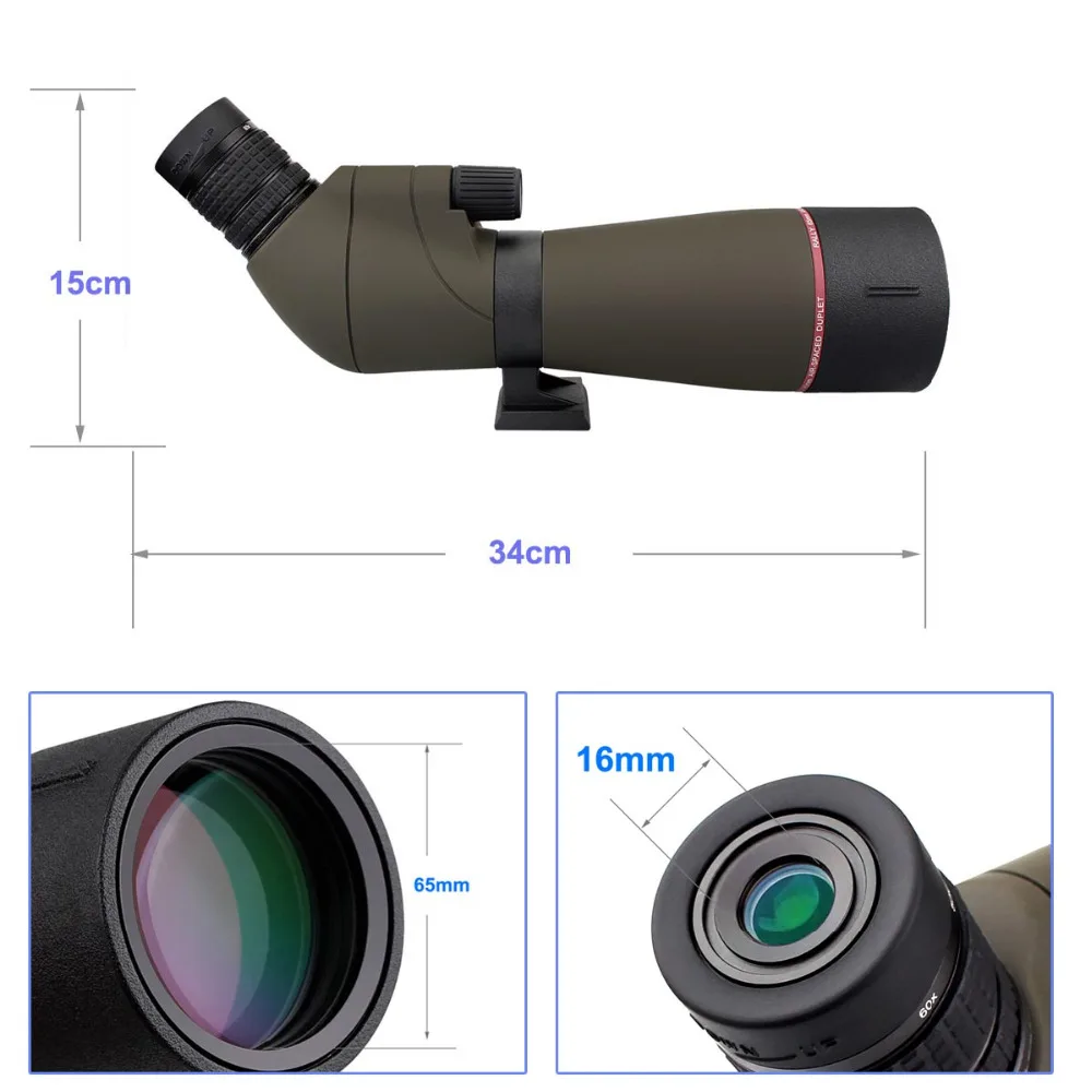 SVBONY SV13 20-60X80mm Spotting Scope Telescope for Hunting Zoom Range IPX7 Waterproof with Phone Adapter Bird Watching | Спорт и