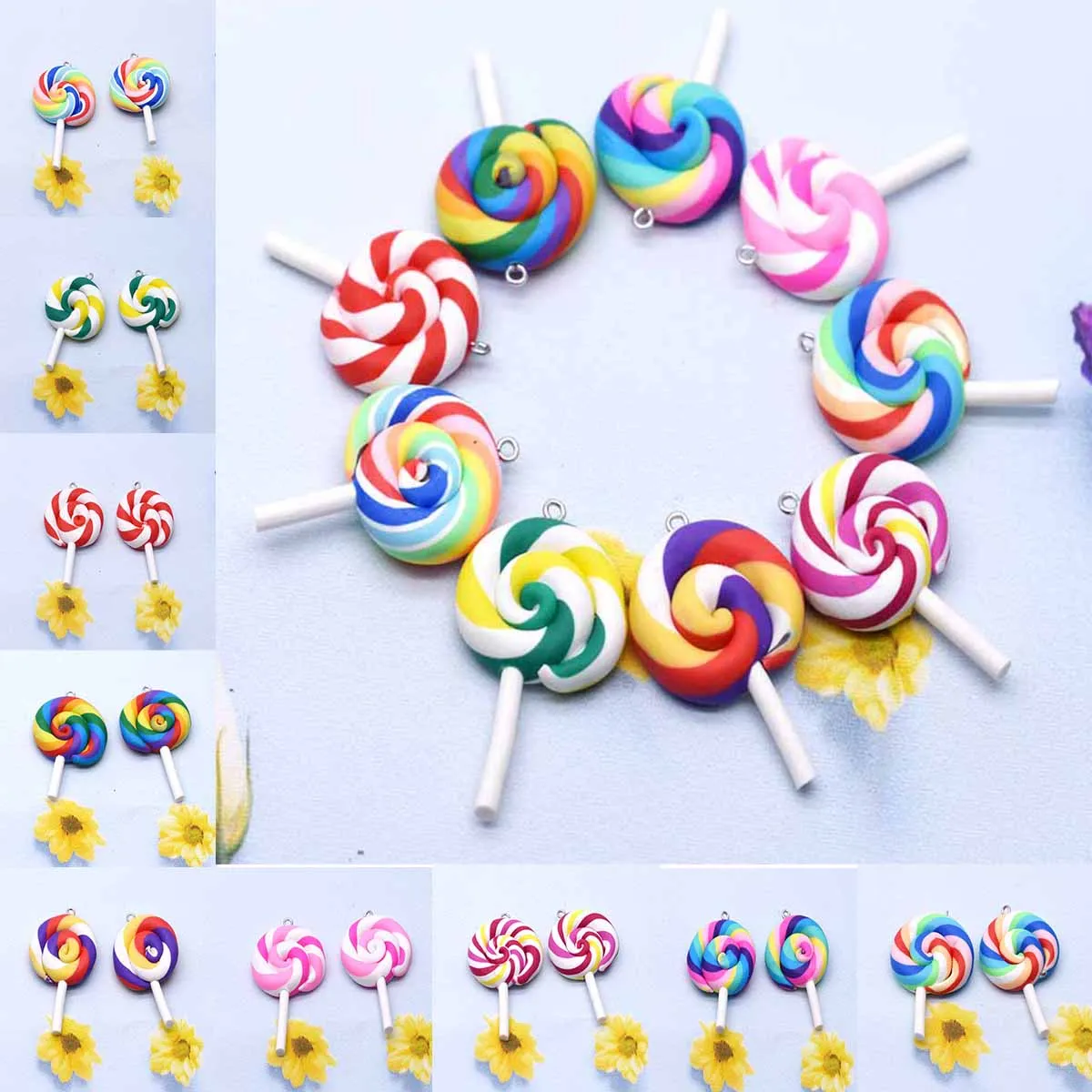 

10/20/50/100/200Pcs 28*45mm 9 Colors Lollipop Resin Pendants For DIY Decoration Earrings Necklace Fashion Jewelry Accessories