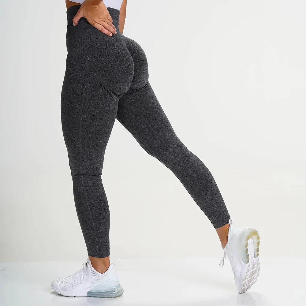 

Женские Бесшовные штаны для занятий йогой, спортивные Леггинсы для бега и фитнеса, облегающие плотные брюки с высокой талией телесного цвет...