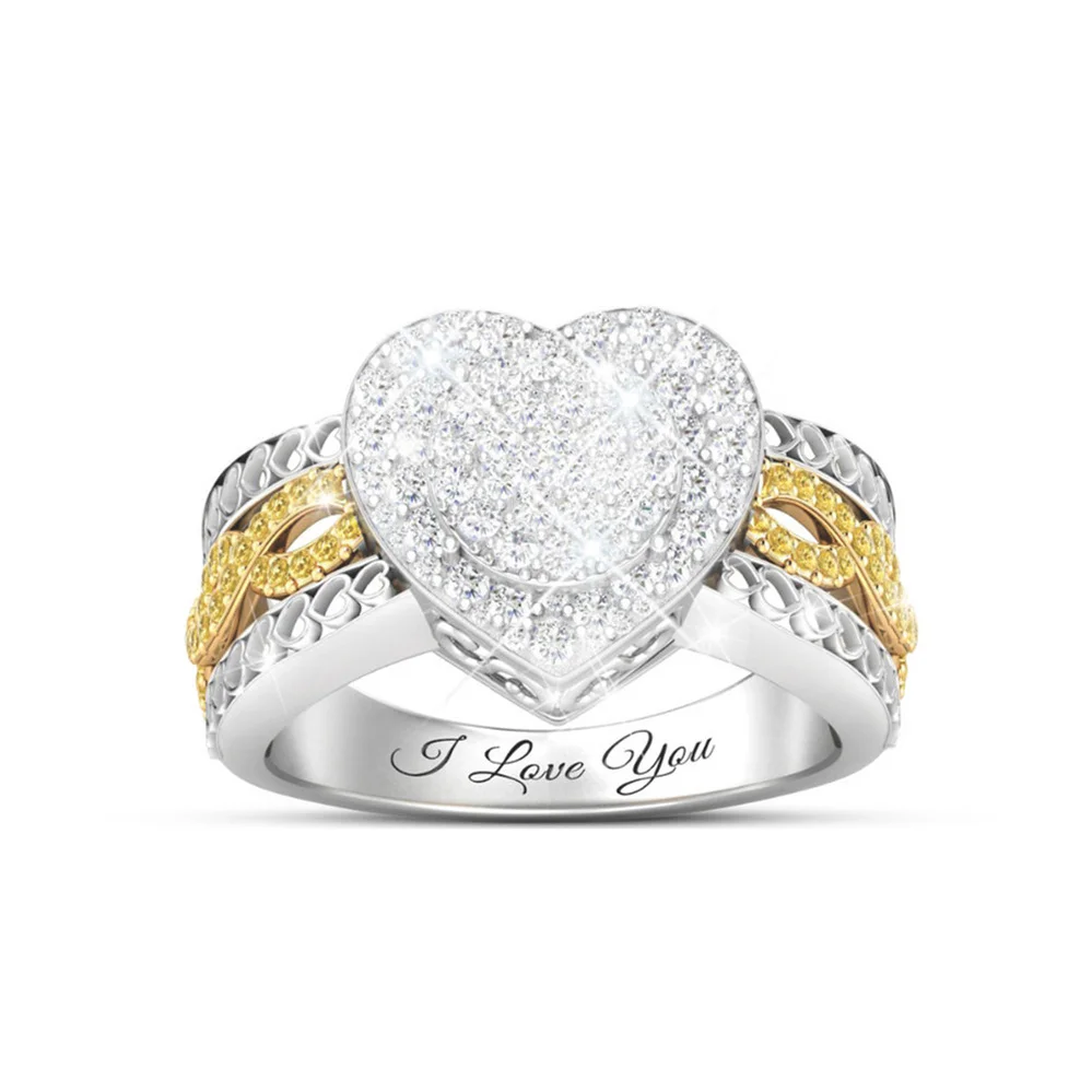 

Trendy Fashion Luxury Love Two-color Ring Female Fashion Romantic Holiday Gift Jewelry Wholesale