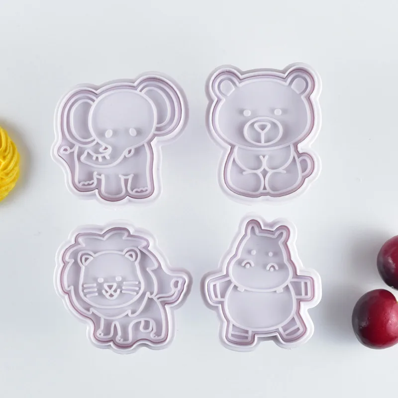

4Pcs/Set Creative Animal Series Biscuit Mold DIY Elephant Lion Biscuit Fondant Spring Mould Kitchen Baking Candy Making Tools