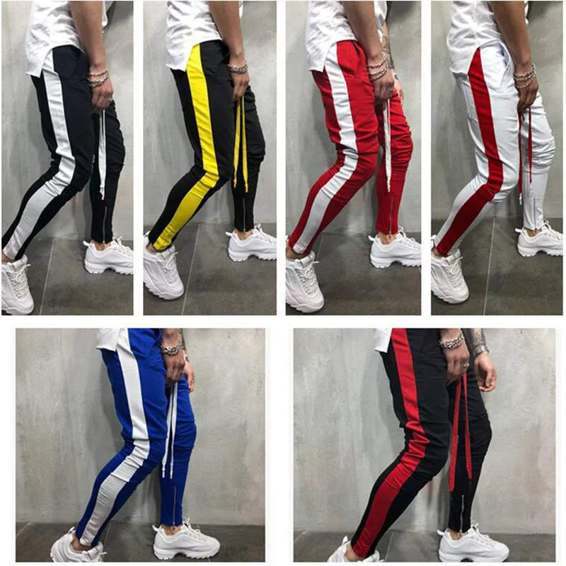 2018 Men's Running Harem Pants Brand Male High Street jogging Mans Side Double Zipper Spell Color Gym Fitness | Спорт и