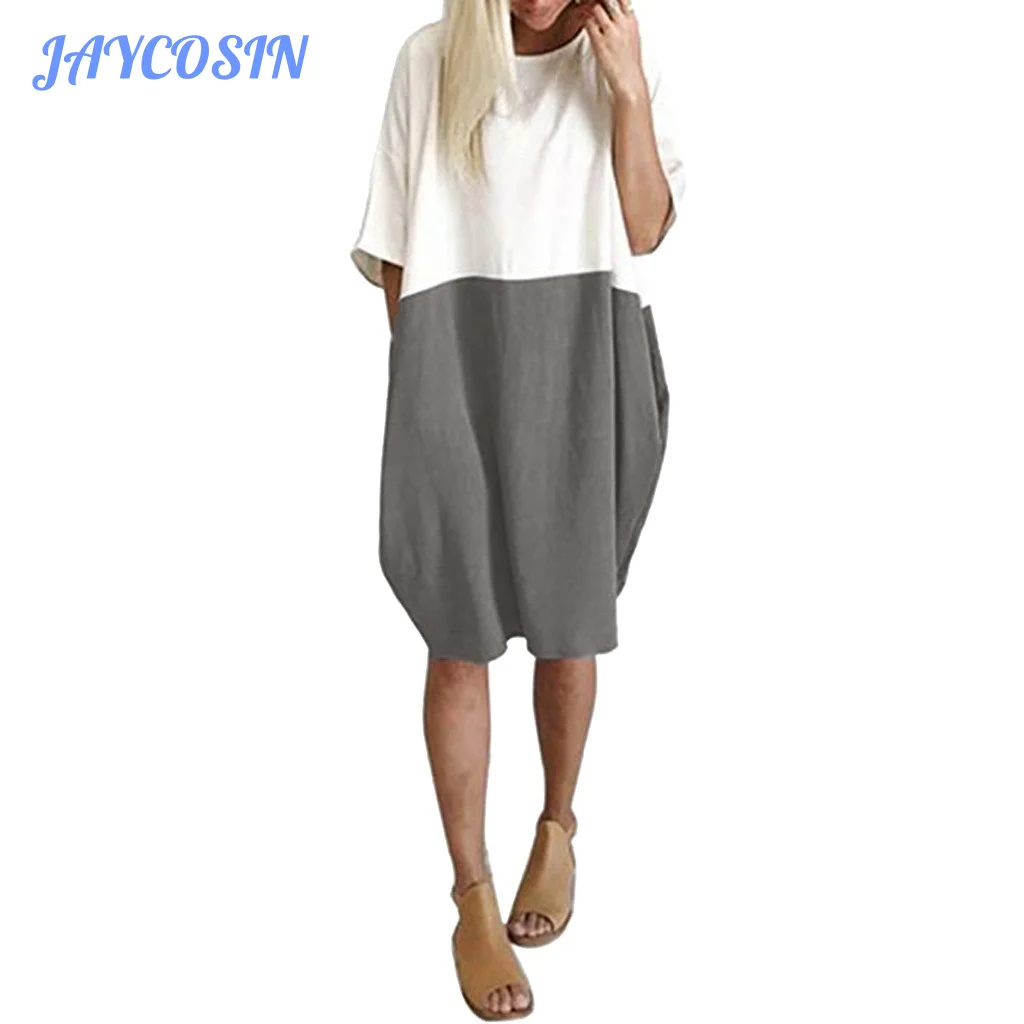 Женское платье с круглым вырезом и коротким рукавом JAYCOSIN свободное летнее в