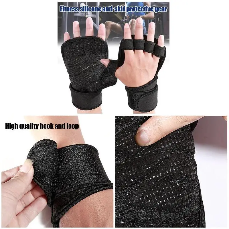

1 Pair Ventilated Weight Lifting Gloves with Built-In Wrist Wraps Full Palms Protecting Extra Grip SEC88